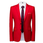 New Men Pure Color Formal Business Social Office Suit Slim Fit Jacket Male Wedding Dance Party Tuxedo Dress Simple Blazers Homme