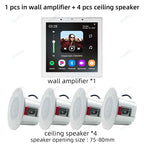 Smart Home Touch Screen 4inch WIFI Android11 bluetooths audio in Wall Amplifier Control Background Music Ceiling Speakers system