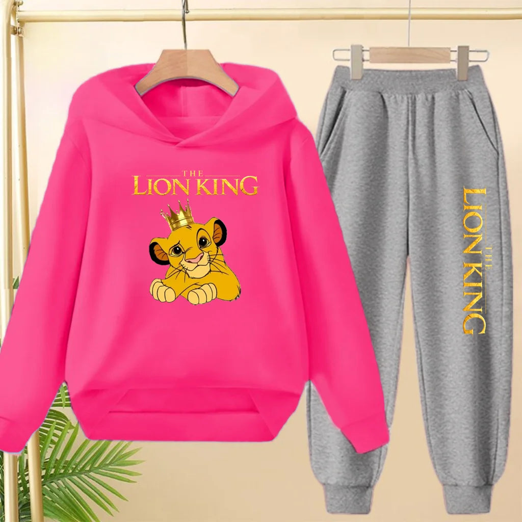 Kids Hoodie Girls Boys Clothing Lion Simba Hoodies Autumn Winter Top+Pants Aged 3 to 14 Children's Suit Tracksuit Sportwear Sets