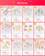 Gold Plated Brass Long Eye Pin Peg Bail with 6mm Bead Cap and Peg Pendant Bail,For Half Drilled Pearls,Earring Jewelry Making