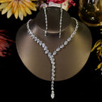 2024 Fashion Zircon Pendant Choker Water Drop for Women Vintage Clavicle Chain Crystal Collar Necklace Bridal Jewelry Sets Gift