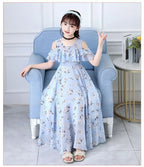 2025 fashion new Summer Teenager Girl Princess Kids Dresses Sleeveless Floral Vestidos Clothes mesh costume 6 8 9 10 12 14 Year