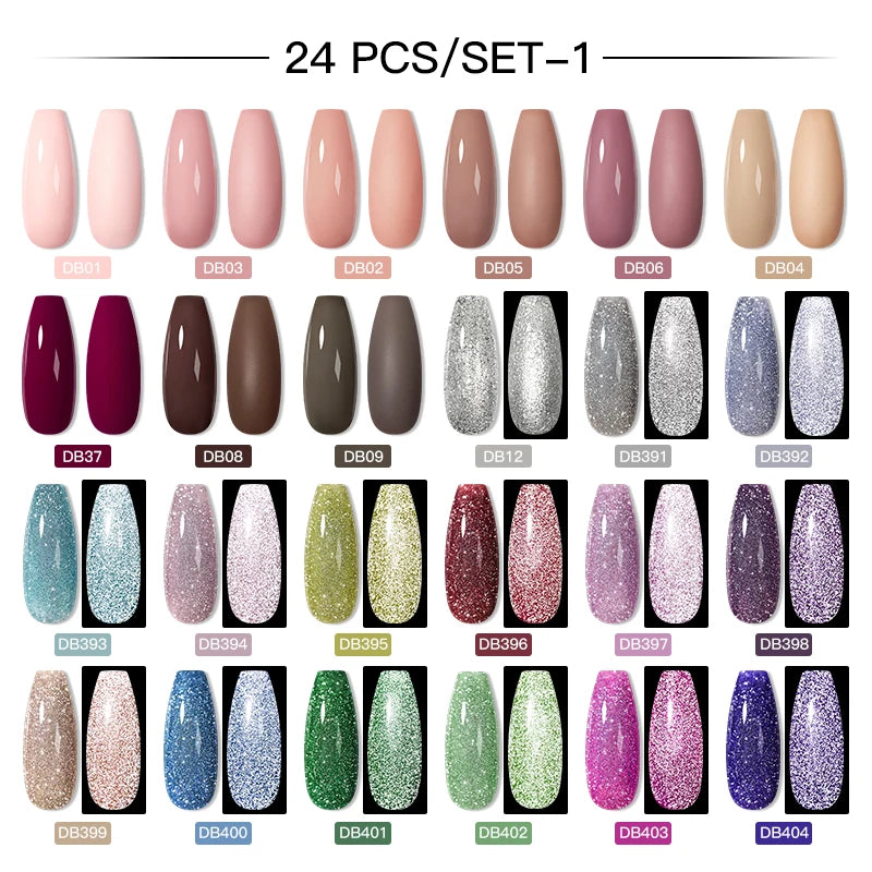 Mtssii 20/40/60Pcs Nail Gel Polish Set Kit Nude Pink Glitter Nail Art UV Gel Manicure Set Vernis Semi Permanent Base Top Coat