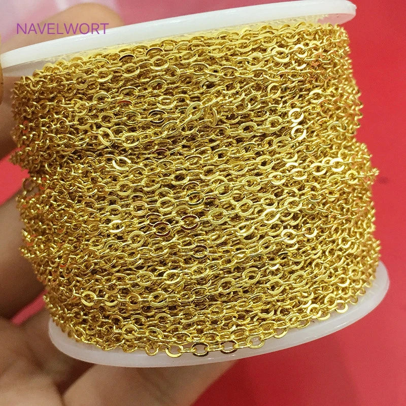 1.5mm/2mm Thin Chains 14K/18K Gold Plated O Chain For Bracelet Necklace Making Accessories DIY Jewelry Making Findings Wholesale