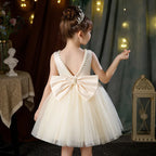 2-10 Years Girls Princess Dress Summer Tulle Big Bow Girls Wedding Dress Piano Performance Costume Host Costume New Kids Clothes