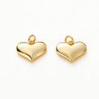 4pcs/lot 14K 18K Gold Plated Heart Charm with Jump Ring Necklace Making Supplies Solid Love Pendant For DIY Jewelry Accessories