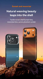 Ultra Strong Magnets Carbon Fiber Pattern Orange Case For IPhone 17 Pro Max Magnetic Wireless Charging Shockproof Protect Cover
