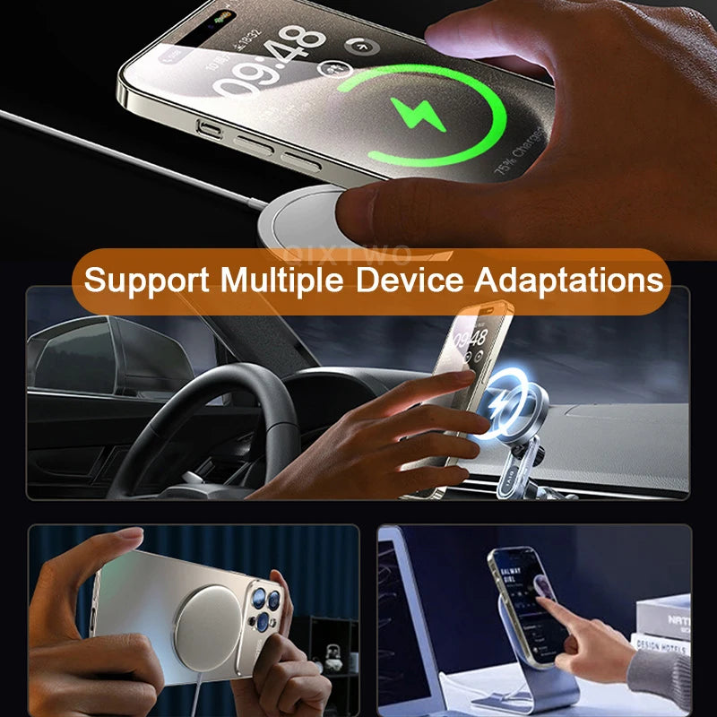 Luxury Glass Camera For Magesafe Magnetic Wireless Charge Case For iPhone 11 12 13 14 15 16 17 Pro Max Air Plus Shockproof Cover