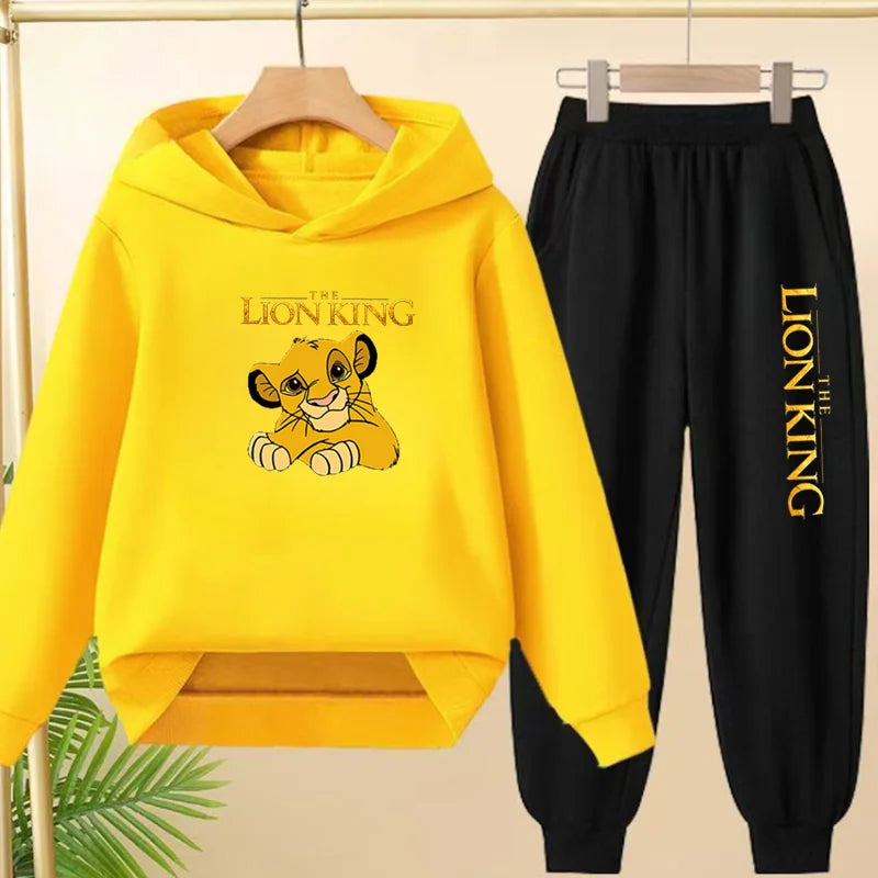Kids Hoodie Girls Boys Clothing Lion Simba Hoodies Autumn Winter Top+Pants Aged 3 to 14 Children's Suit Tracksuit Sportwear Sets