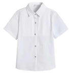 Baby Toddler Teenage Clothes School Uniform Boy Shirts White Different Sleeve Turn-down Collar Kids Shirt For Boys Children Tops