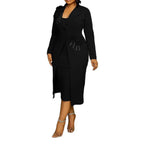 Women Dress 2 Piece Blazer Set Elegant Rhinestone 3D Flower Long Sleeve Coat Bodycon Midi Slip Dress Church Suit for Office Wear