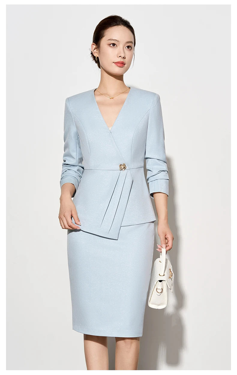 ZJYT Autumn 2025 Women Blazer Skirt Suit 2 Pieces Matching Sets Korean Fashion Office Lady Outfit Business Commuter Work Wear