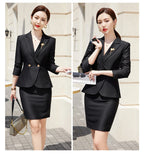 NAVIU Blue Suits Women 2023 New Autumn Professional Long Sleeve Rulffes Slim Blazer And Skirt Sets Office Ladies Work Wear Red