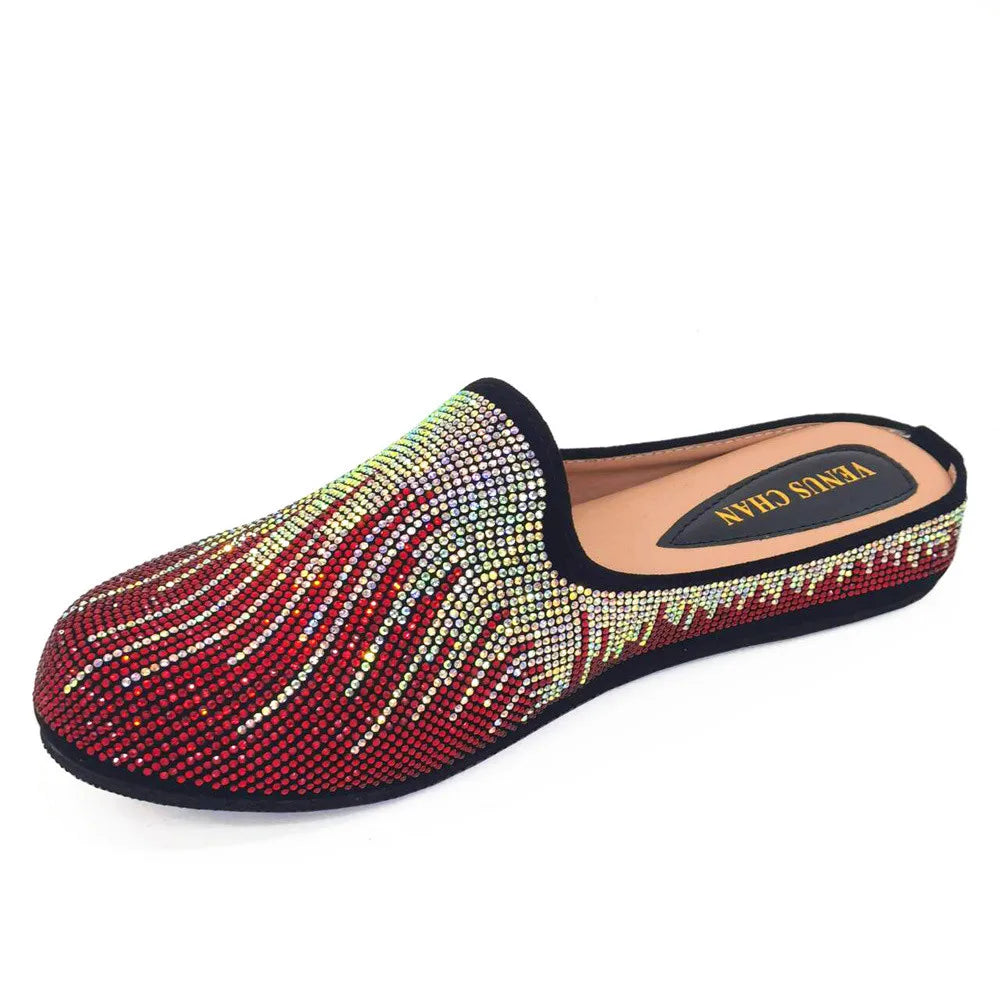 Venus Chan Elegant Flat Shoes for Woman Fashion Comfortable Party Slippers 2024 Latest Design Nigeria Gold Color Half Shoes