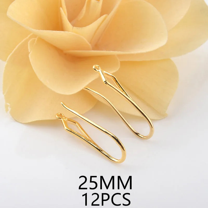 (1941) 20MM 24K Gold Color Plated Carved Earring Hook Jewerly Making Diy Jewelry Findings Accessories