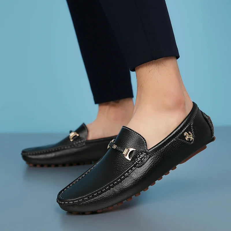Men's Leather Shoes Drving Shoes Soft Comfortable Slip on Office Man Formal Shoes Wedding Party Casual Shoe Breath Lazy Loafers