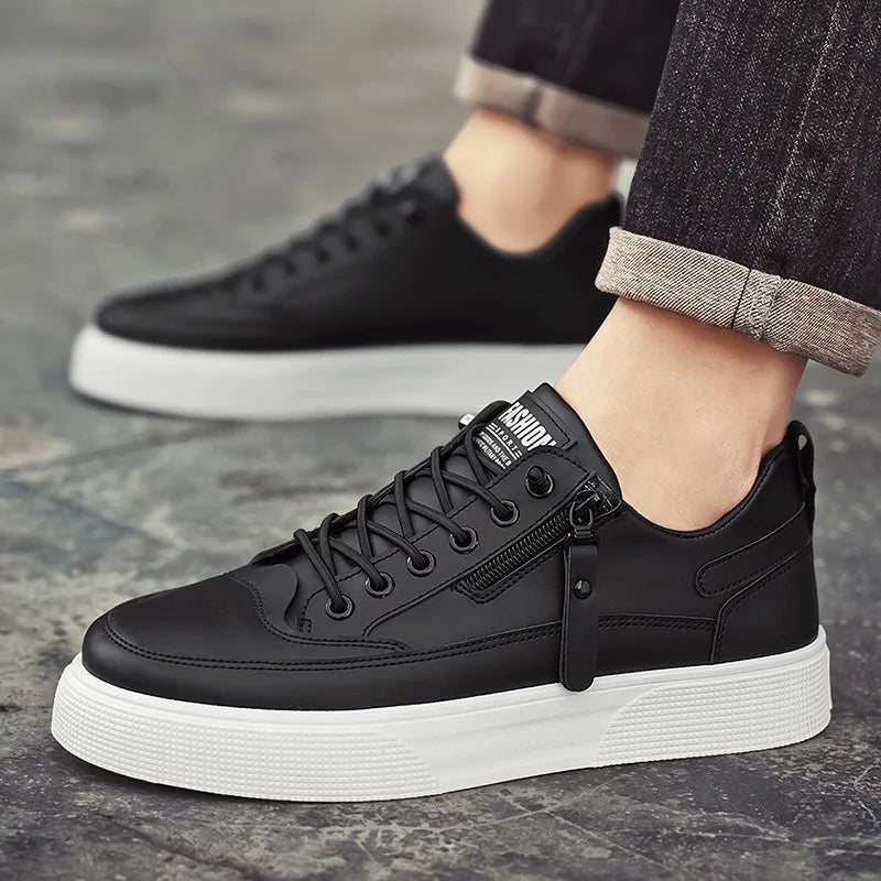 Classic Men Platform Leather Shoes Loafers Designer Trend Brand Man Flat Casual Shoes Fashion Zip Sneakers Shoes Men Mocciasins
