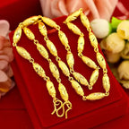Plated 100% Pure 18K Gold Real Necklace Gold Necklace Domineering Fashion Trendy 24K 999 Men's Gold Necklace Pendant Gifts