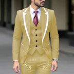 Royal Blue Wedding Tuxedos Men Suit Peak Lapel Terno Masculino Slim Fit Groom Prom Man Blazer Custom 3 Pieces Jacket Pant Vest