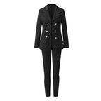 Women Two Pieces Pant Sets Formal Business Double Breasted Blazers Jacket Pants 2 Piece Set Elegant Ladies Suits Office Lady