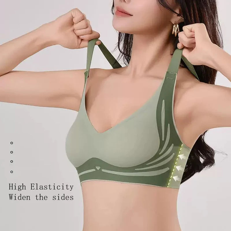 Plus Size Super Gather Push Up Bras Women Soft Support Seamless Underwear Female Full Cup Lift-Up Bras Wireless Soft Sleepwear