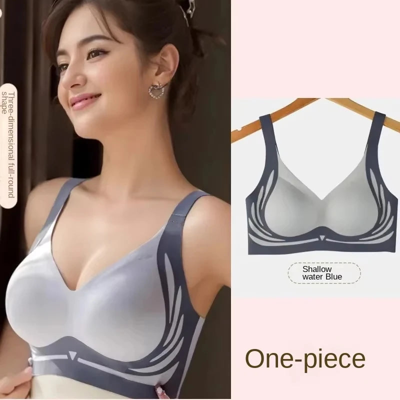 Plus Size Super Gather Push Up Bras Women Soft Support Seamless Underwear Female Full Cup Lift-Up Bras Wireless Soft Sleepwear
