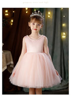 2-10 Years Girls Princess Dress Summer Tulle Big Bow Girls Wedding Dress Piano Performance Costume Host Costume New Kids Clothes