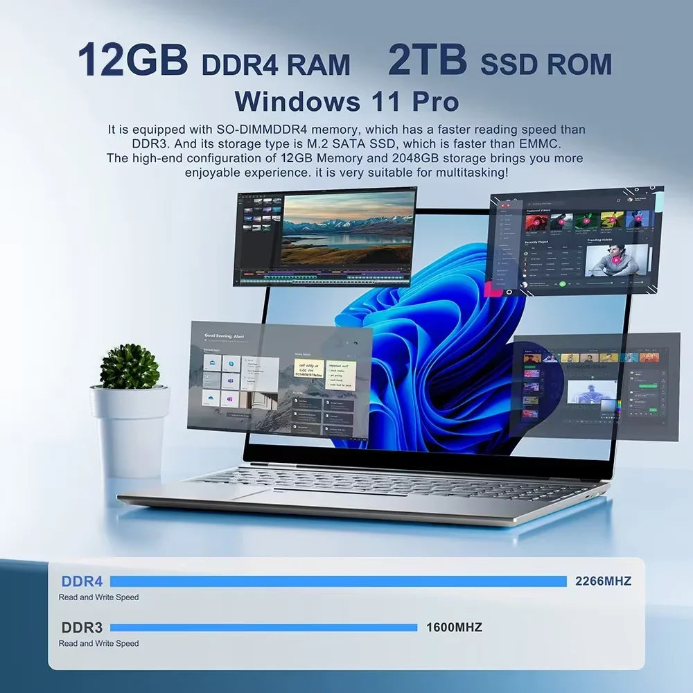 NEW Arrival Intel Core i7-8650U Slim Laptop 14.1 Inch Windows 11 Pro 12GB RAM 512GB 1TB SSD Office Study Computer PC Notebook