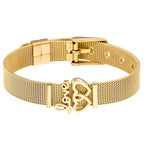 Fashion Stainless Steel For Woman Men Bracelet Mesh Bracelet Set Crystal Heart Anchor Charm Fine Bracelet Bangle Female Lover