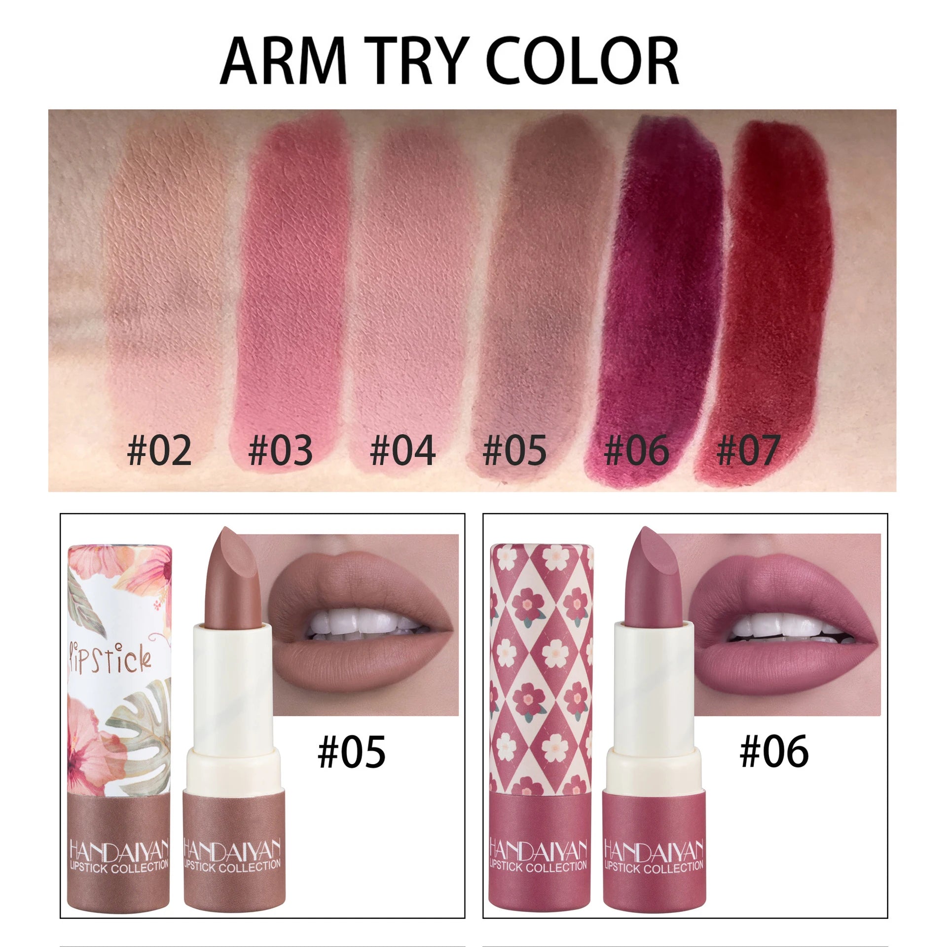 HANDAIYAN 8 Colors Velvet Nude Lipstick Sexy Red Pigments Makeup Matte Lip Stick Long Lasting Waterproof Professional Cosmetics