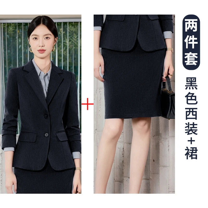 AIyssa Fashionable professional women's clothing, high-quality two-piece suit jacket + skirt. Sophisticated and elegant