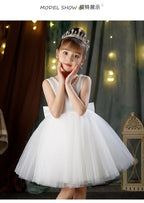 2-10 Years Girls Princess Dress Summer Tulle Big Bow Girls Wedding Dress Piano Performance Costume Host Costume New Kids Clothes