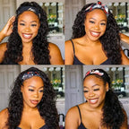 Human Hair Headband Wig Kinky Curly Full Machine Made Brazilian Remy Human Hair Wigs For Women 180% Density  Natural Color