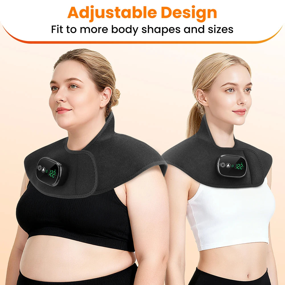 Cordless Heating Shoulder Neck Pad With Ajustable 4 Level Heated 5 Level Timer Electric Shoulder Neck Hot Compress Warm Winter