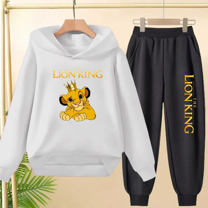 Kids Hoodie Girls Boys Clothing Lion Simba Hoodies Autumn Winter Top+Pants Aged 3 to 14 Children's Suit Tracksuit Sportwear Sets