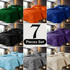 chadly 5/7pcs Quilts Luxurious Checkered Comforter, Soft Microfiber, Breathable, Easy Care for All Seasons, Bedding Set