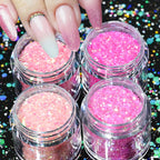 Holographic Glitter set 4 different shines Nail Sequins 10 grams each jar Holographic Cosmetic Festival Chunky Glitters Sequins