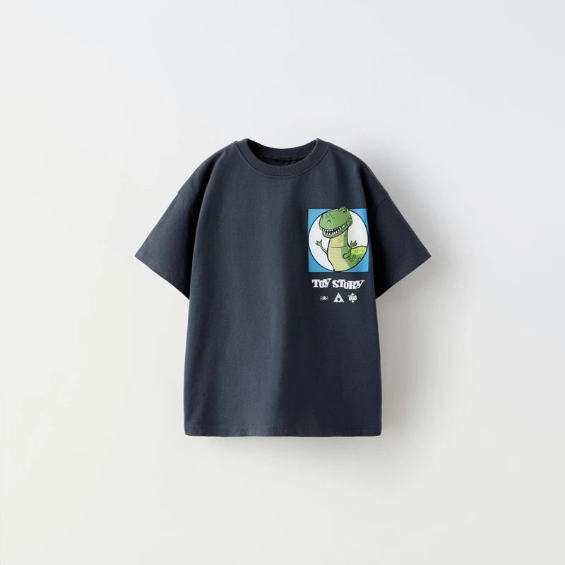 1-7 Year Old Kids Clothes T-shirt Cartoon Printed Fashion Short Sleeved Tops Tees Children's Wear Casual O-neck Boy's T Shirts