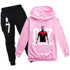 Kid Clothes Hooded Hoodie +Pants Suit Boy 3-12 Years Spring Autumn Sweatshirt Football CR7 Tracksuit Children Holiday Sportsuit