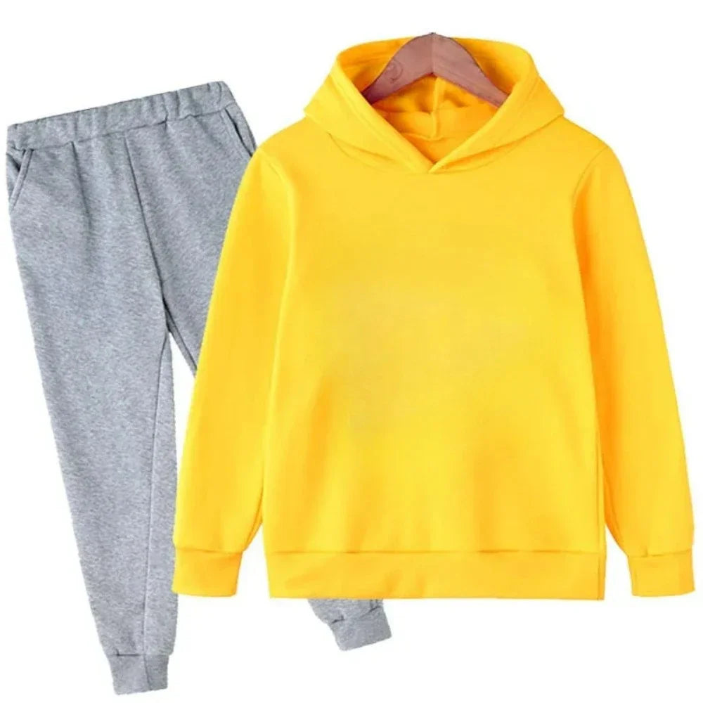 Autumn and Winter Children's Fashion Sports Hoodie+Pants Set for Boys and Girls Aged 4-14, Casual and Comfortable 2-piece Set