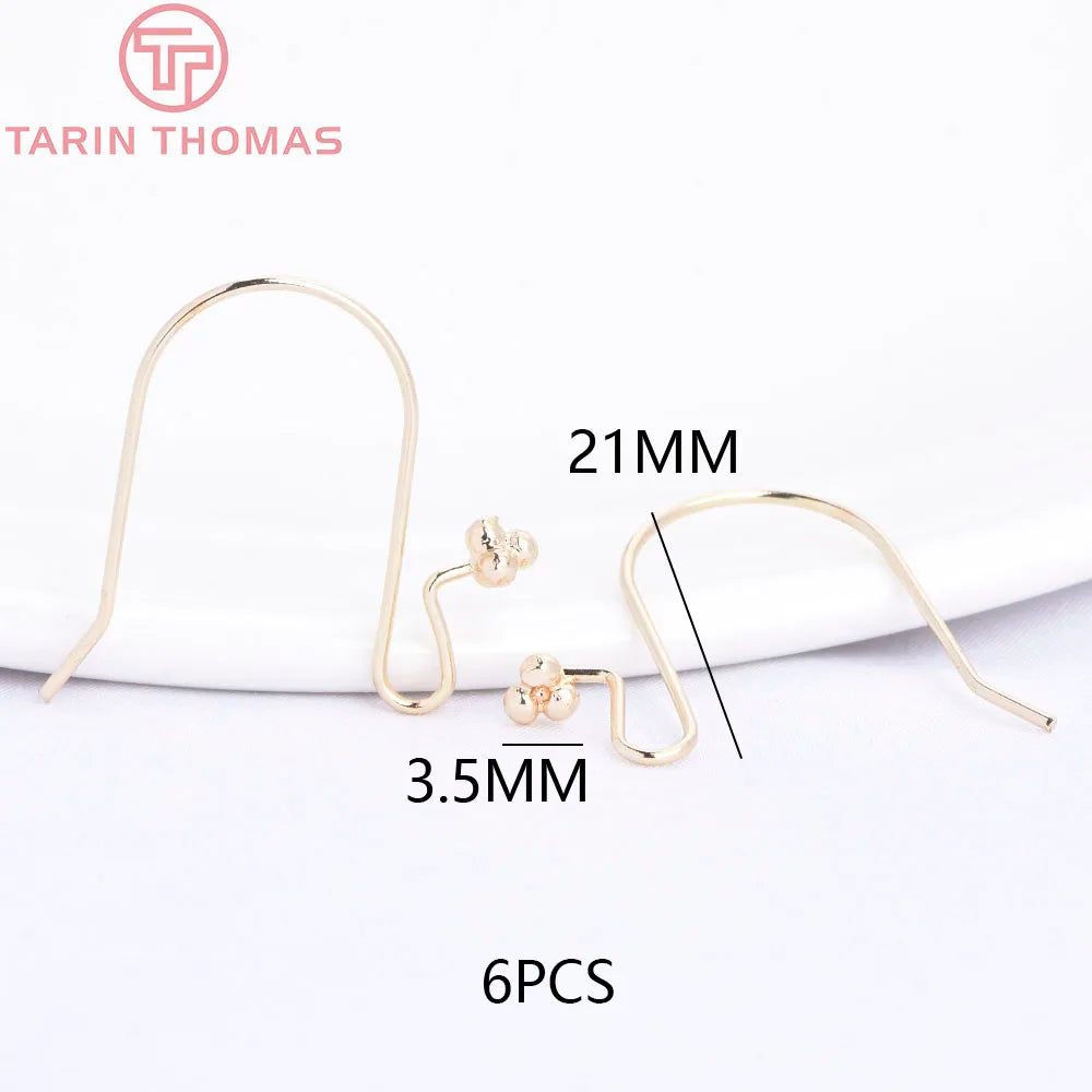 (1941) 20MM 24K Gold Color Plated Carved Earring Hook Jewerly Making Diy Jewelry Findings Accessories