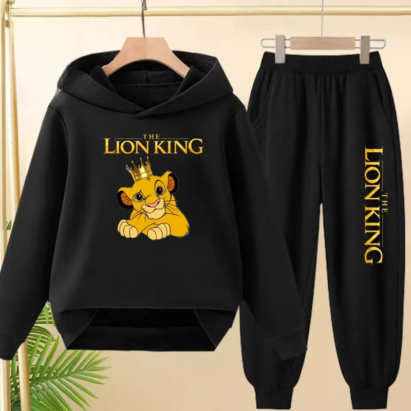 Kids Hoodie Girls Boys Clothing Lion Simba Hoodies Autumn Winter Top+Pants Aged 3 to 14 Children's Suit Tracksuit Sportwear Sets