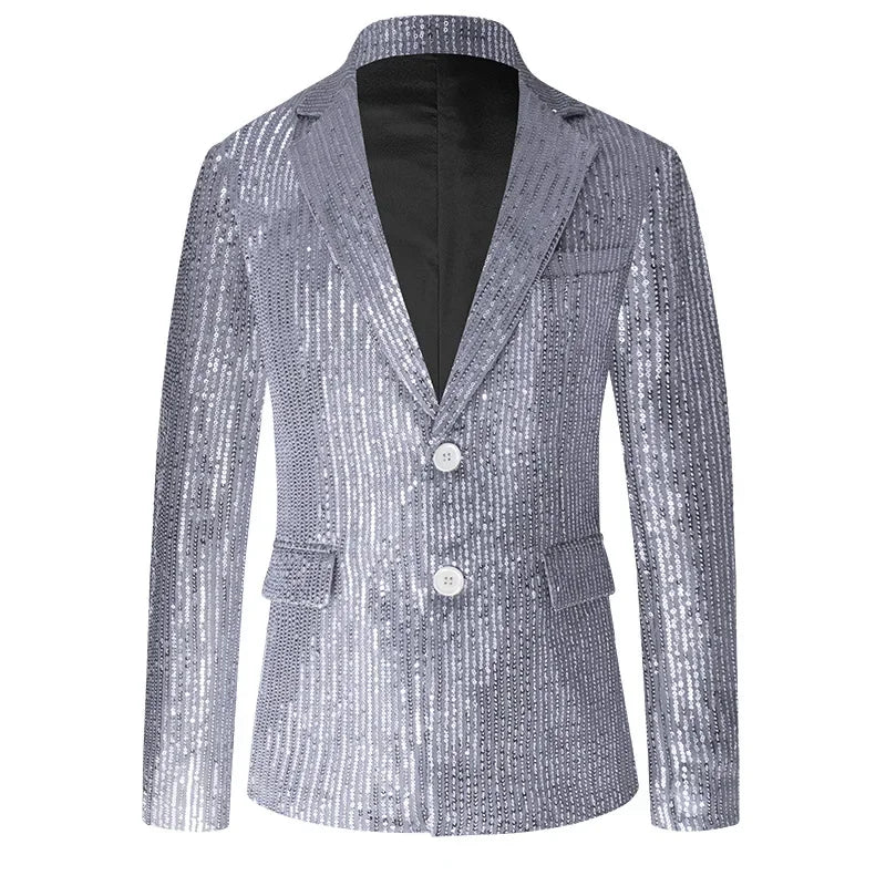 Bright Red Men Luxury Small Sequin Suit Jacket, Black / Green Fashion Male Wedding Dance Party Bar KTV  Blazers Coat.