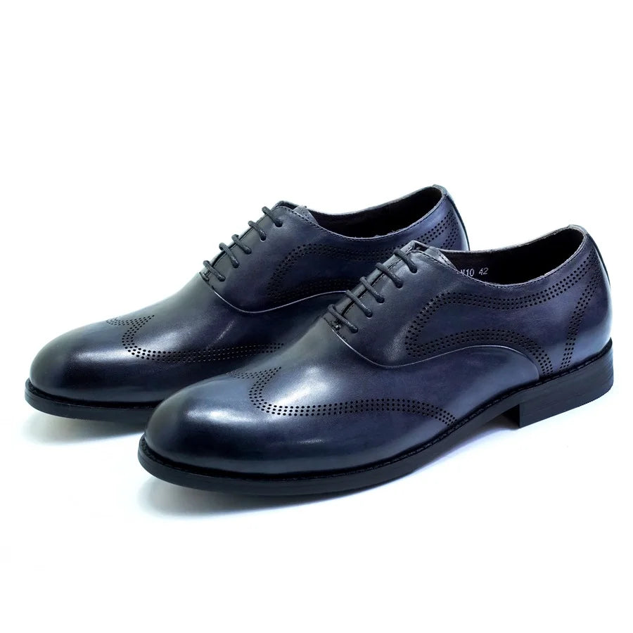 Men Dress Shoes High Quality Italian Elegant Round Toe Lace Up Shoes for Man Wedding Social Oxford dress Shoes