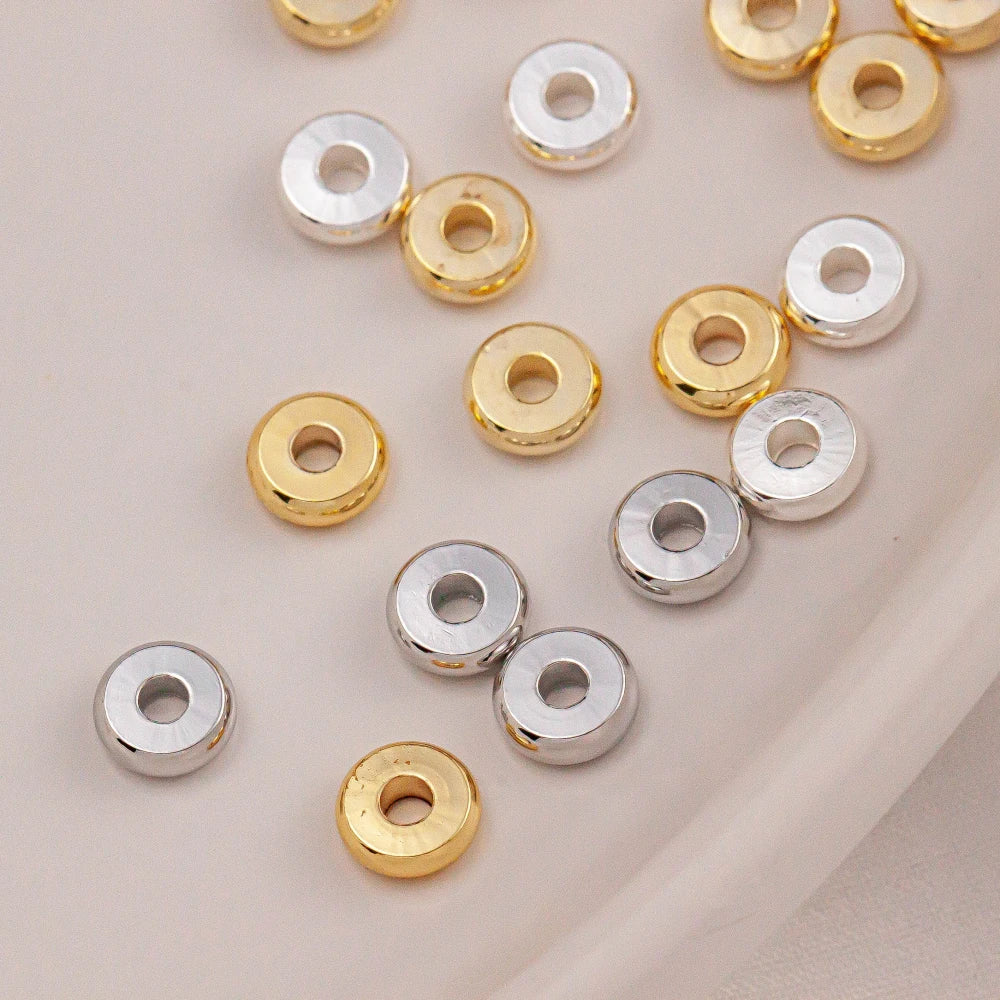 Round Ring Beads 14K Gold Color Plated Pendant Necklace Bracelet Earring Accessories DIY Handmade Jewelry Components 20pcs