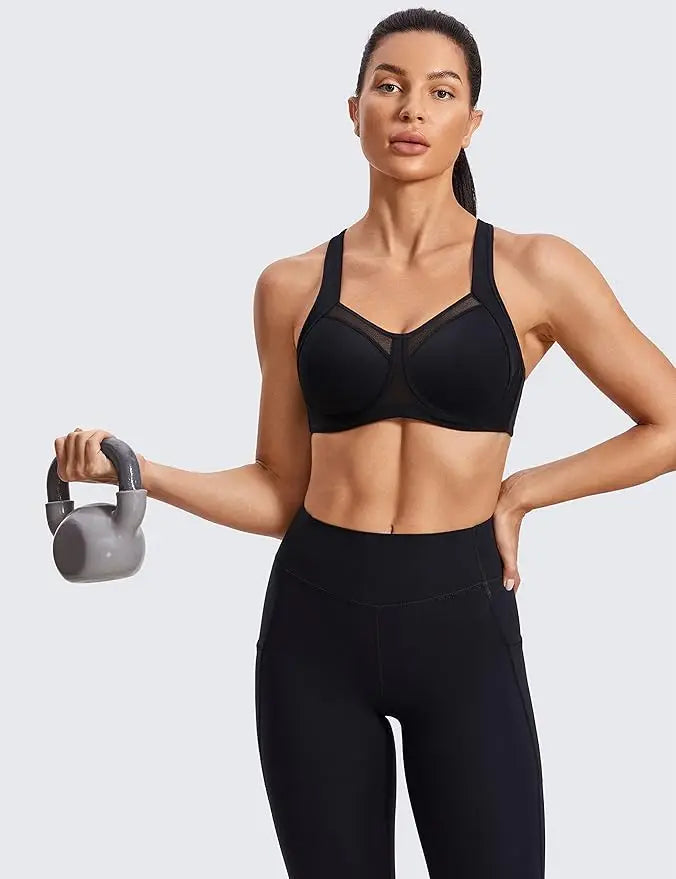 Sport Bra Women High Support Unlined Underwire Racerback ports Bras for Women High Support Underwear