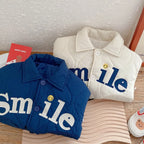 Winter Children's Clothing Baby Boys Smile Jacket Coats Kids Cotton Clothes Toddler Girls Lapel Outerwear Embroidery Tops 0-6Yrs