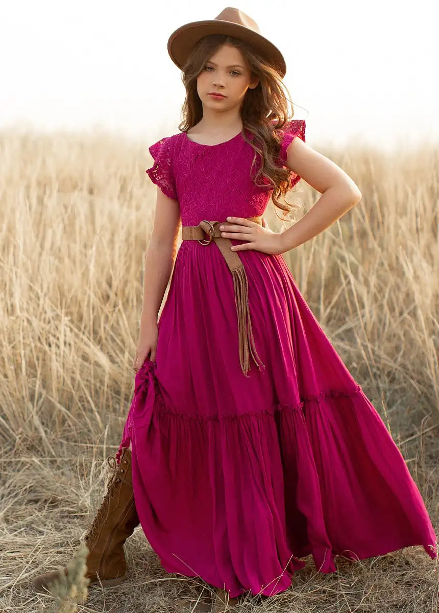 3-14 years Girls Lace Bohemia Long Dresses Baby Kids Flower Wedding Princess Party Dress Vestidos Costume Children Clothing