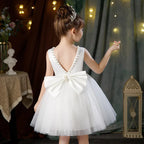2-10 Years Girls Princess Dress Summer Tulle Big Bow Girls Wedding Dress Piano Performance Costume Host Costume New Kids Clothes
