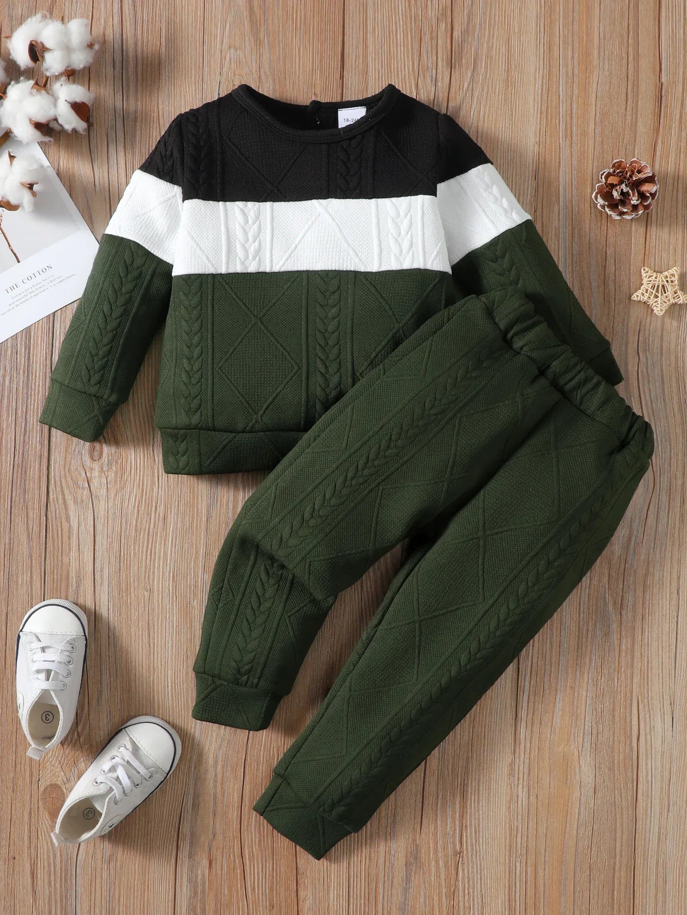 1-6 Years Kids Boy Clothes Set Long Sleeves Color Blocking Sweater + Pants 2PCS Autumn&Winter Children Boy Sport Fashion Outfit